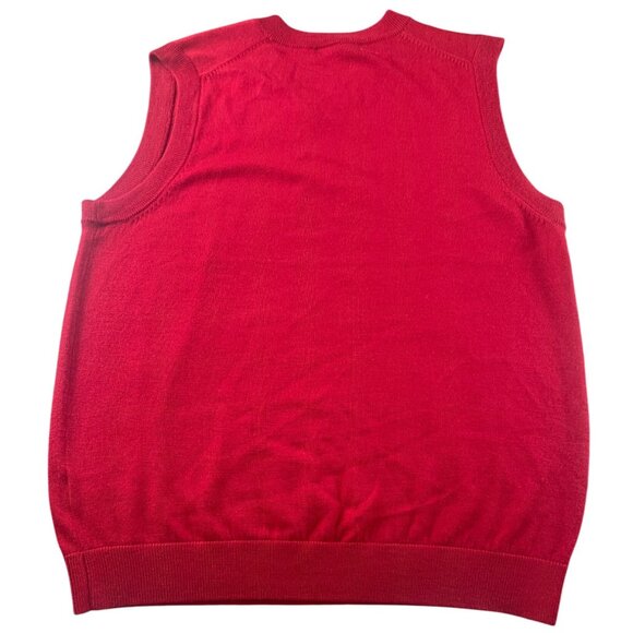 Hart Schaffner Marx Mens Red V-Neck Sweater Vest M 100% Extra Fine Merino Wool - Picture 6 of 6